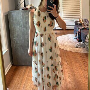 Ulla Johnson Cross-Back Cream Patterned Maxi Dress